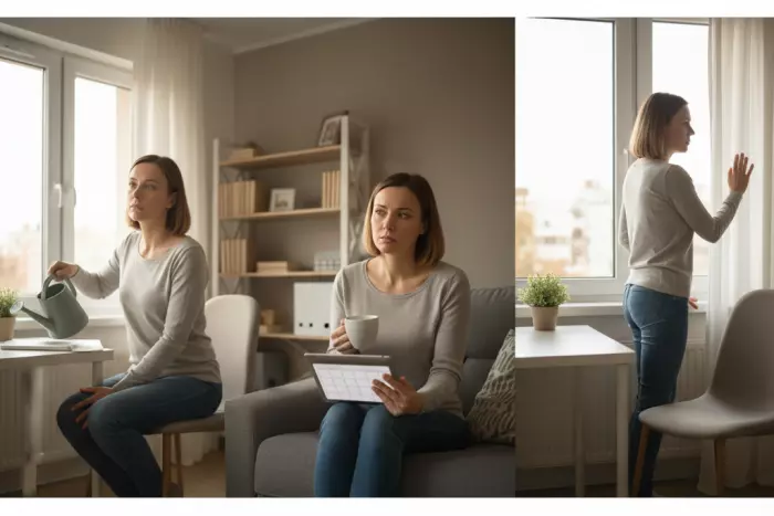 Emotional numbness within stable routine patterns